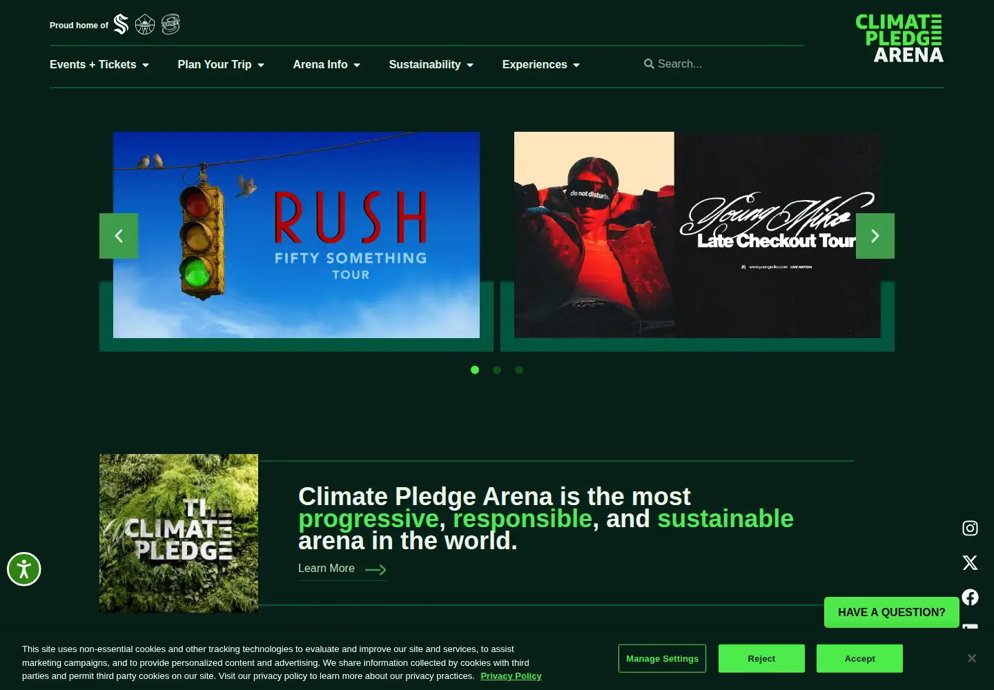 Screenshot of climatepledgearena.com
