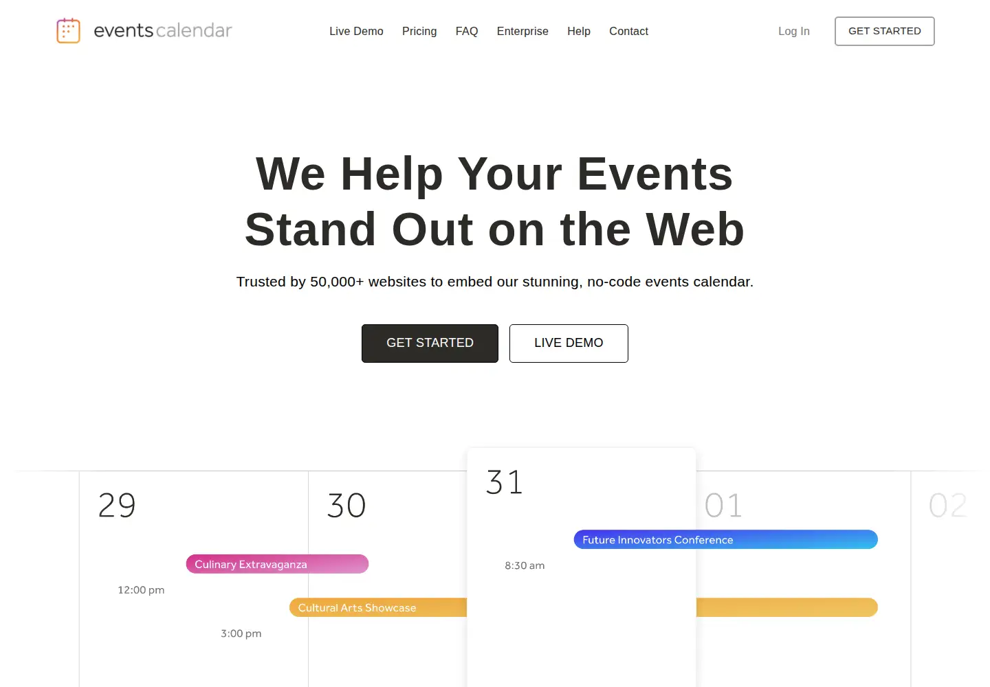 Screenshot of eventscalendar.co