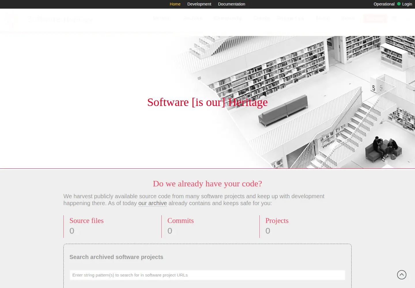 Screenshot of softwareheritage.org