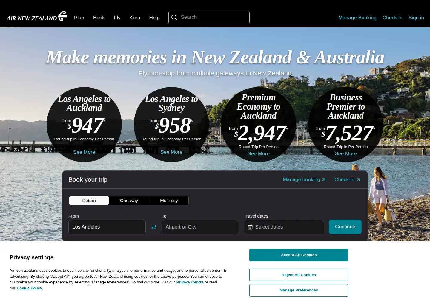 Screenshot of airnewzealand.com