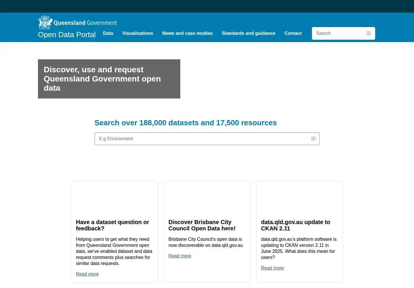 Captured homepage of data.qld.gov.au in the current scan