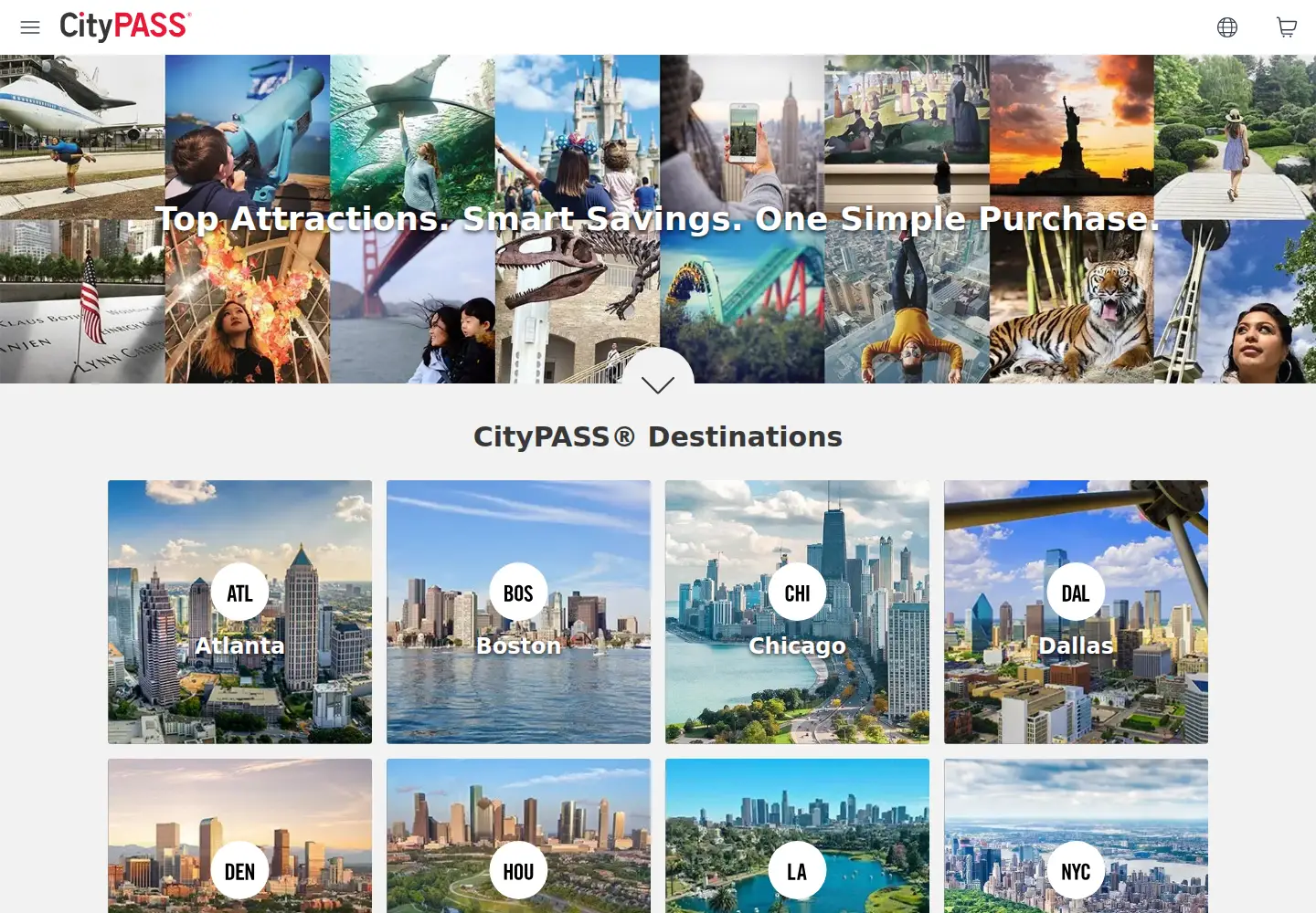 Screenshot of citypass.com