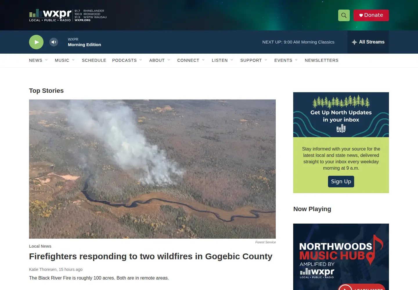 Screenshot of wxpr.org