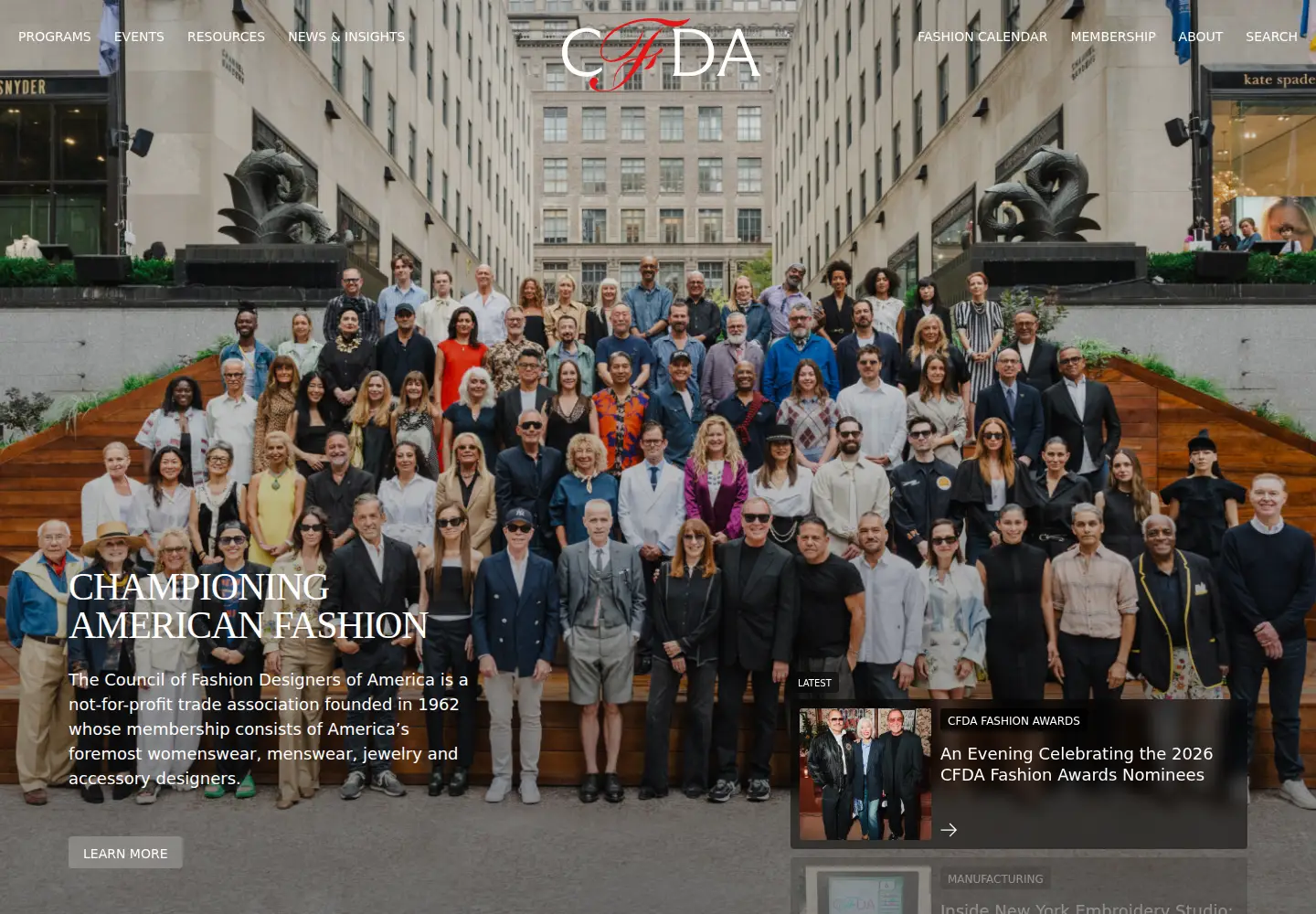 Captured homepage of cfda.com in the current scan