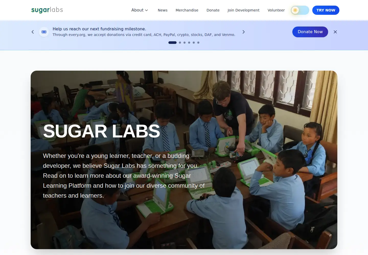 Screenshot of sugarlabs.org