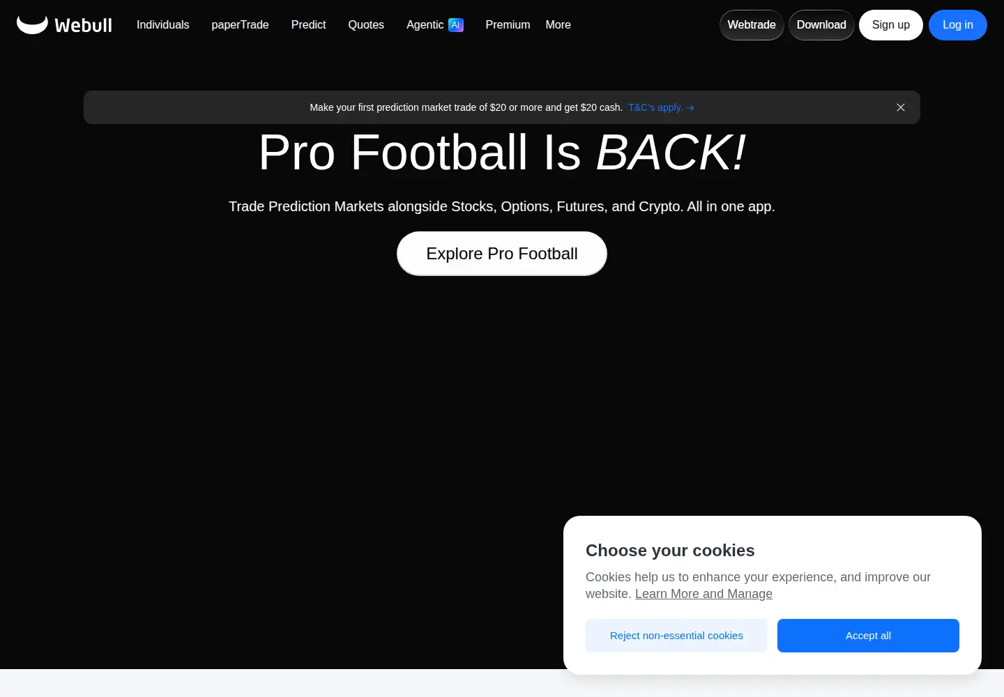 Screenshot of webull.com