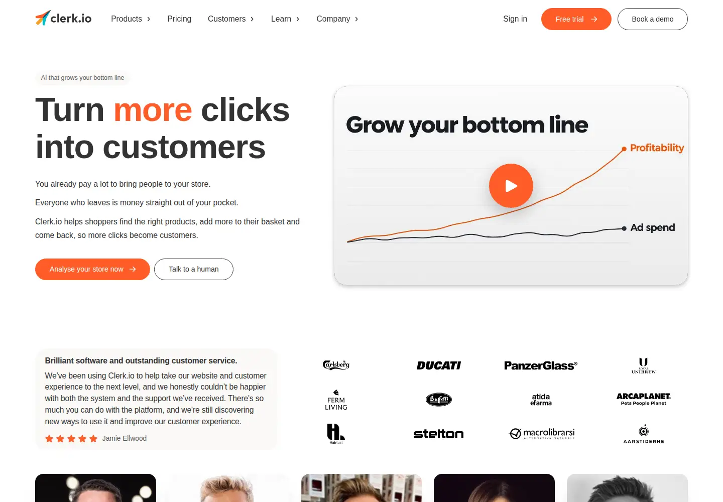 Captured homepage of clerk.io in the current scan