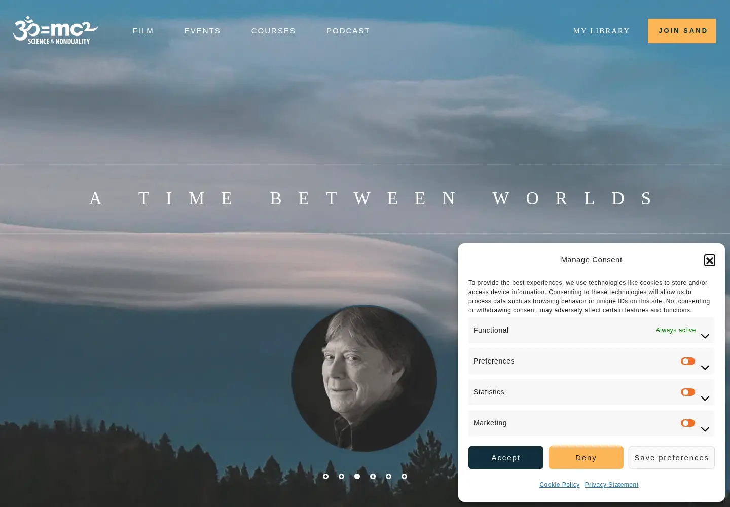Captured homepage of scienceandnonduality.com in the current scan