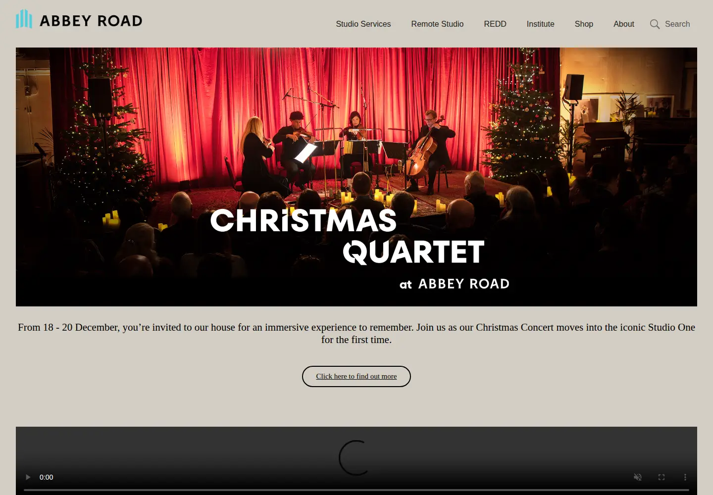 Captured homepage of abbeyroad.com in the current scan