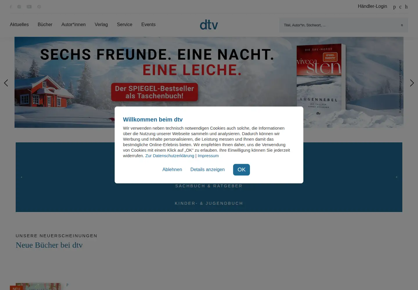 Captured homepage of dtv.de in the current scan