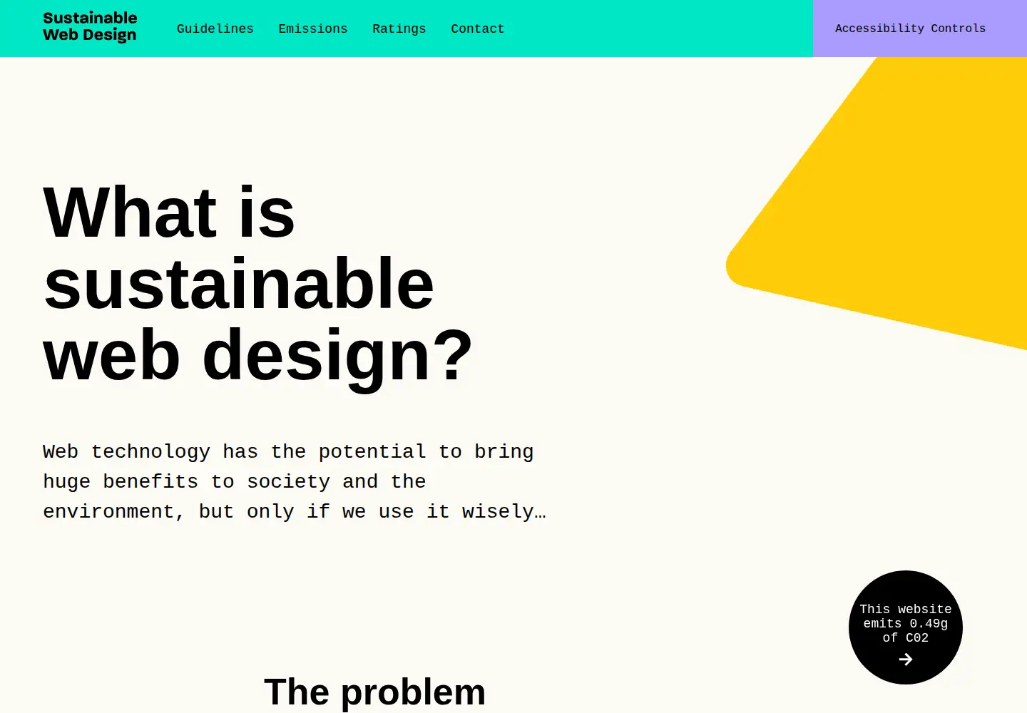 Captured homepage of sustainablewebdesign.org in the current scan
