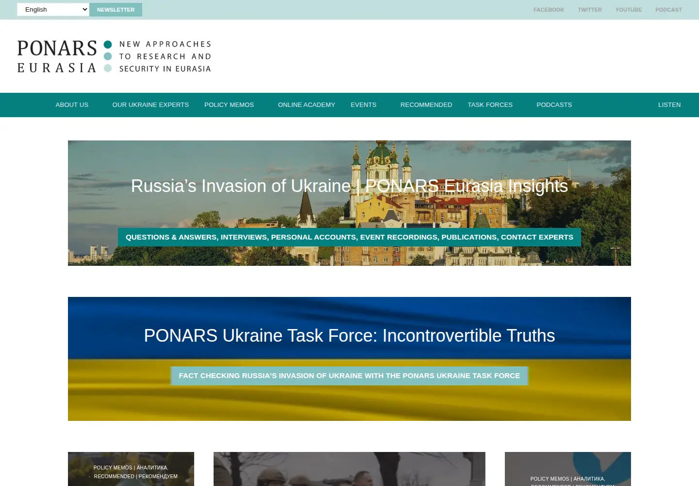 Captured homepage of ponarseurasia.org in the current scan