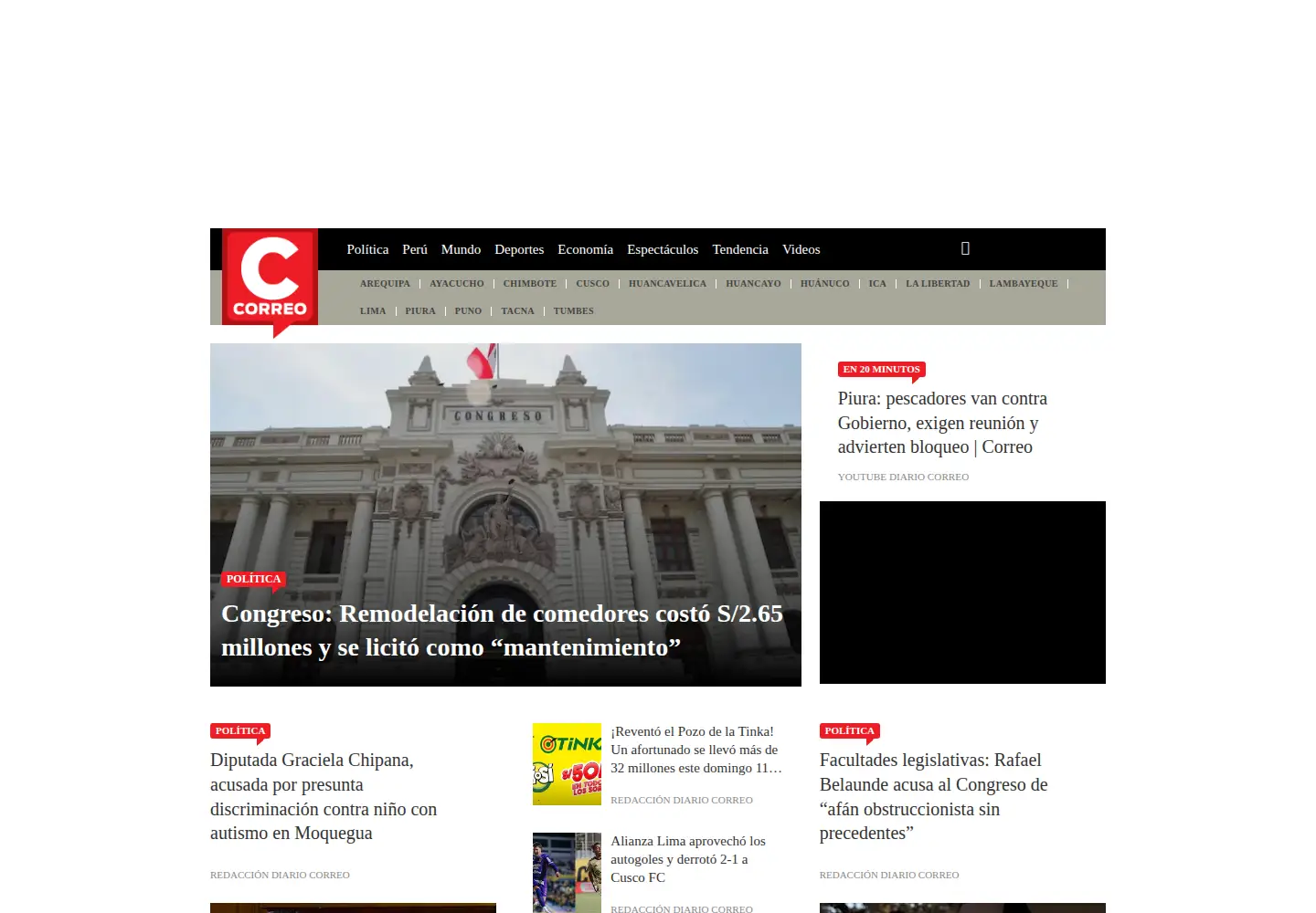 Screenshot of diariocorreo.pe