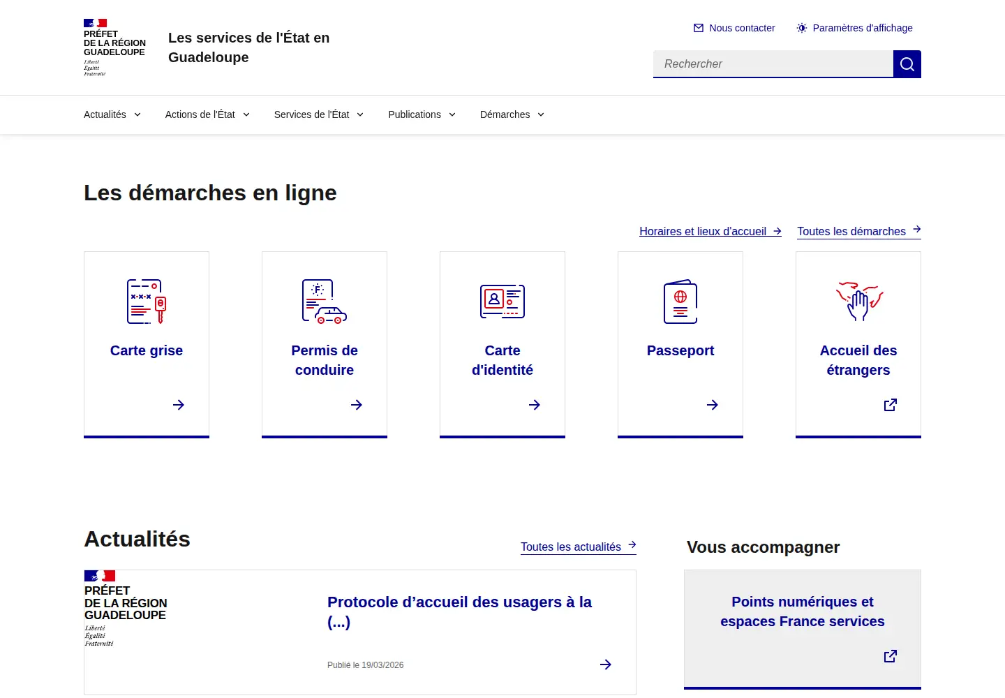Captured homepage of guadeloupe.gouv.fr in the current scan