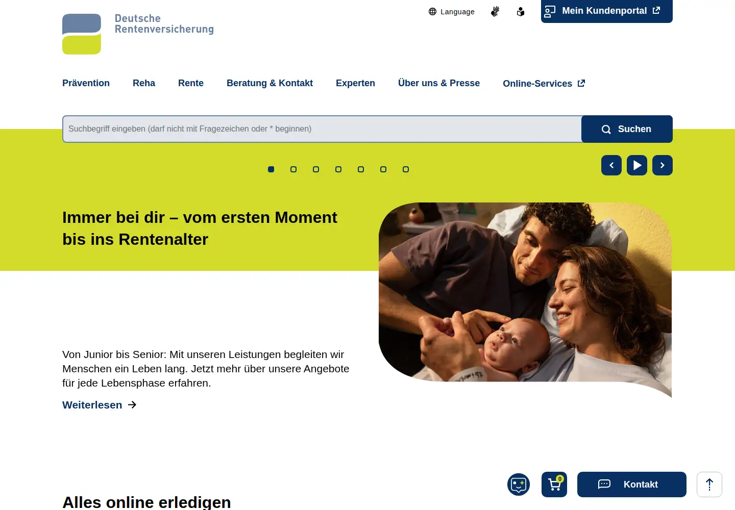 Captured homepage of deutsche-rentenversicherung.de in the current scan