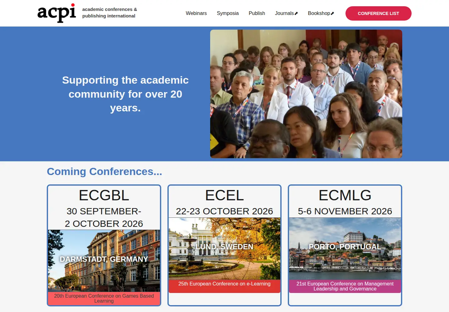 Captured homepage of academic-conferences.org in the current scan