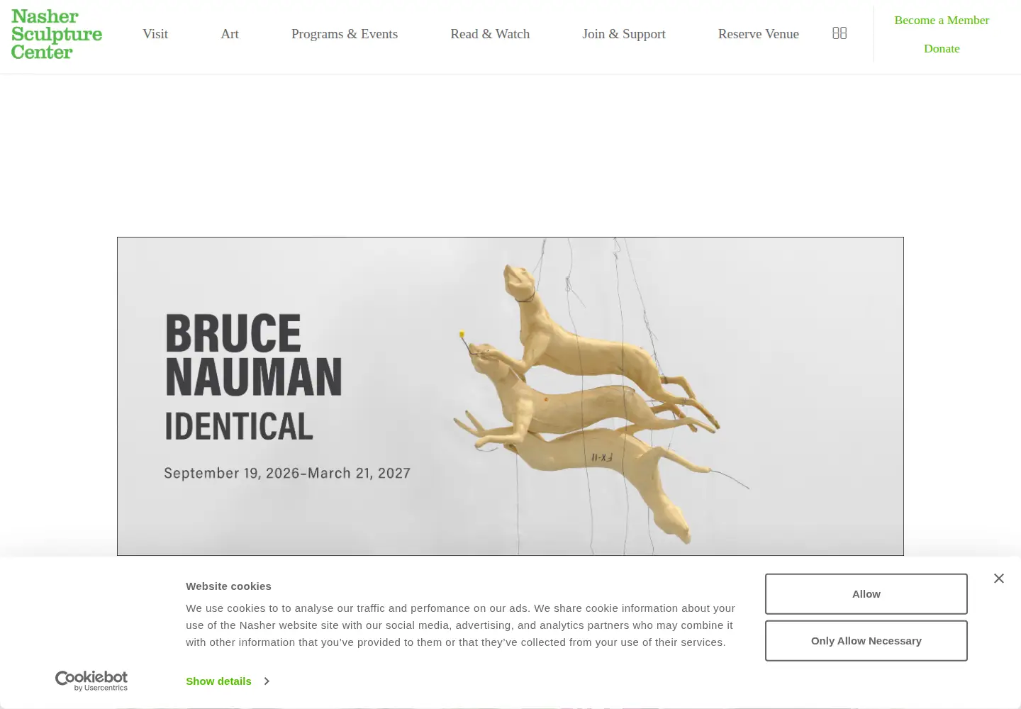 Screenshot of nashersculpturecenter.org
