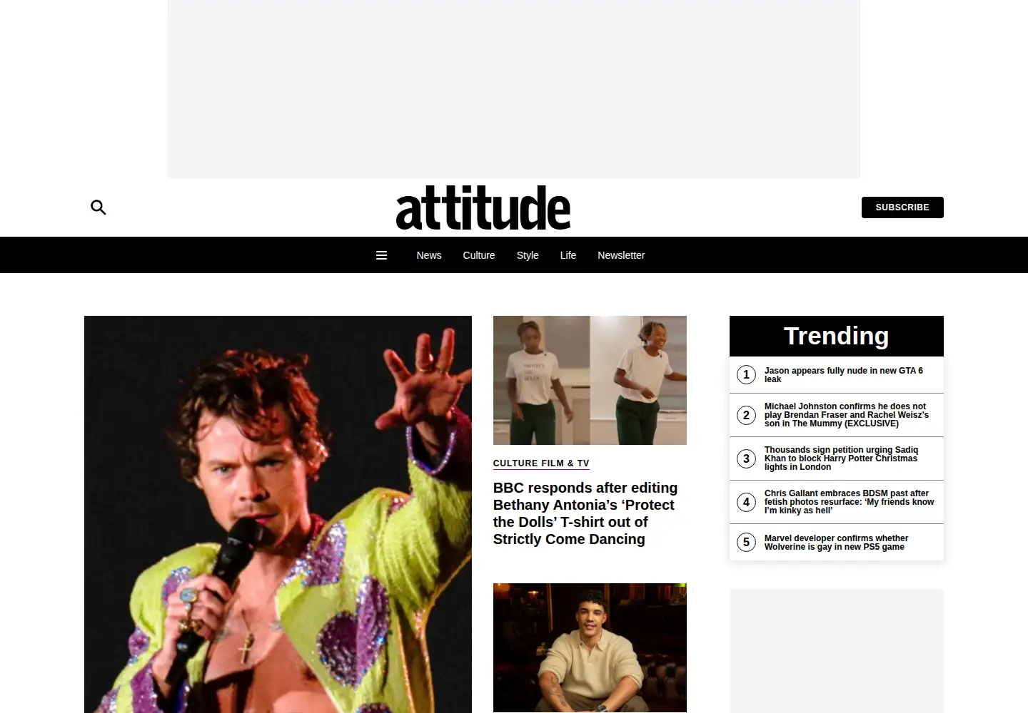 Captured homepage of attitude.co.uk in the current scan