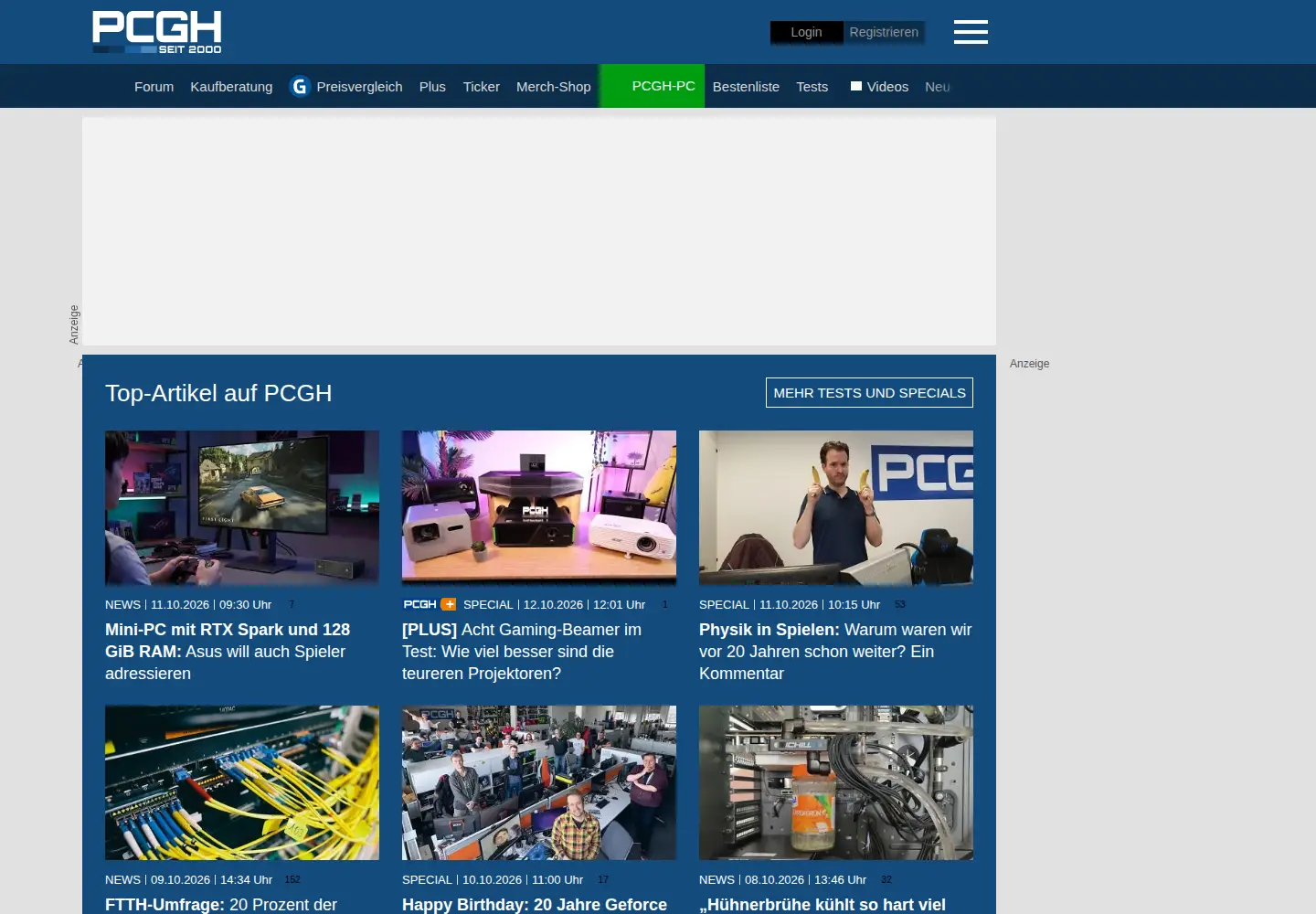 Captured homepage of pcgameshardware.de in the current scan