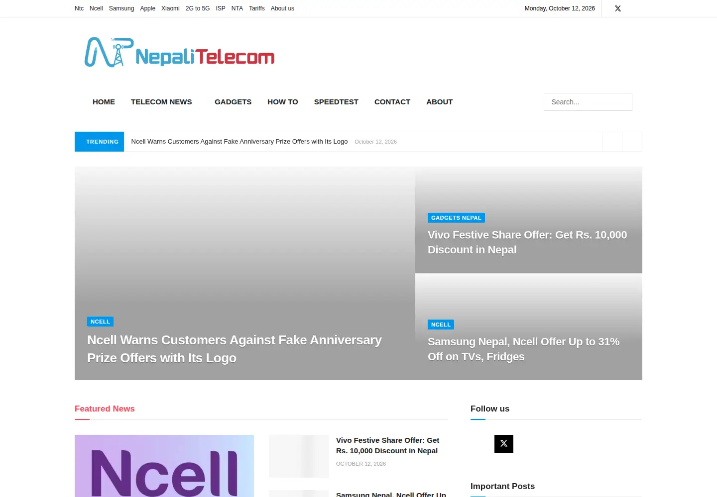 Captured homepage of nepalitelecom.com in the current scan