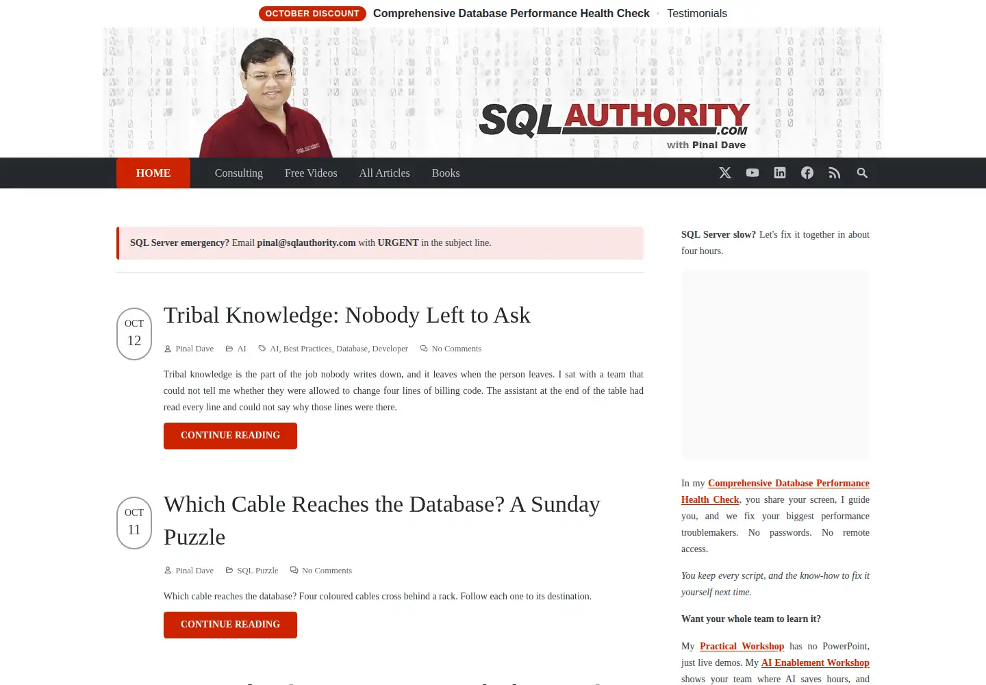 Screenshot of sqlauthority.com