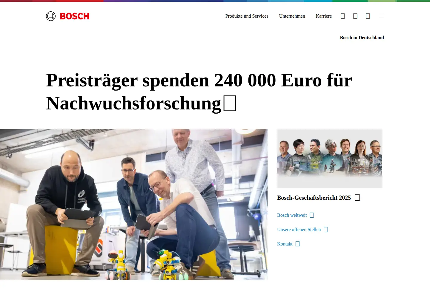 Captured homepage of bosch.de in the current scan