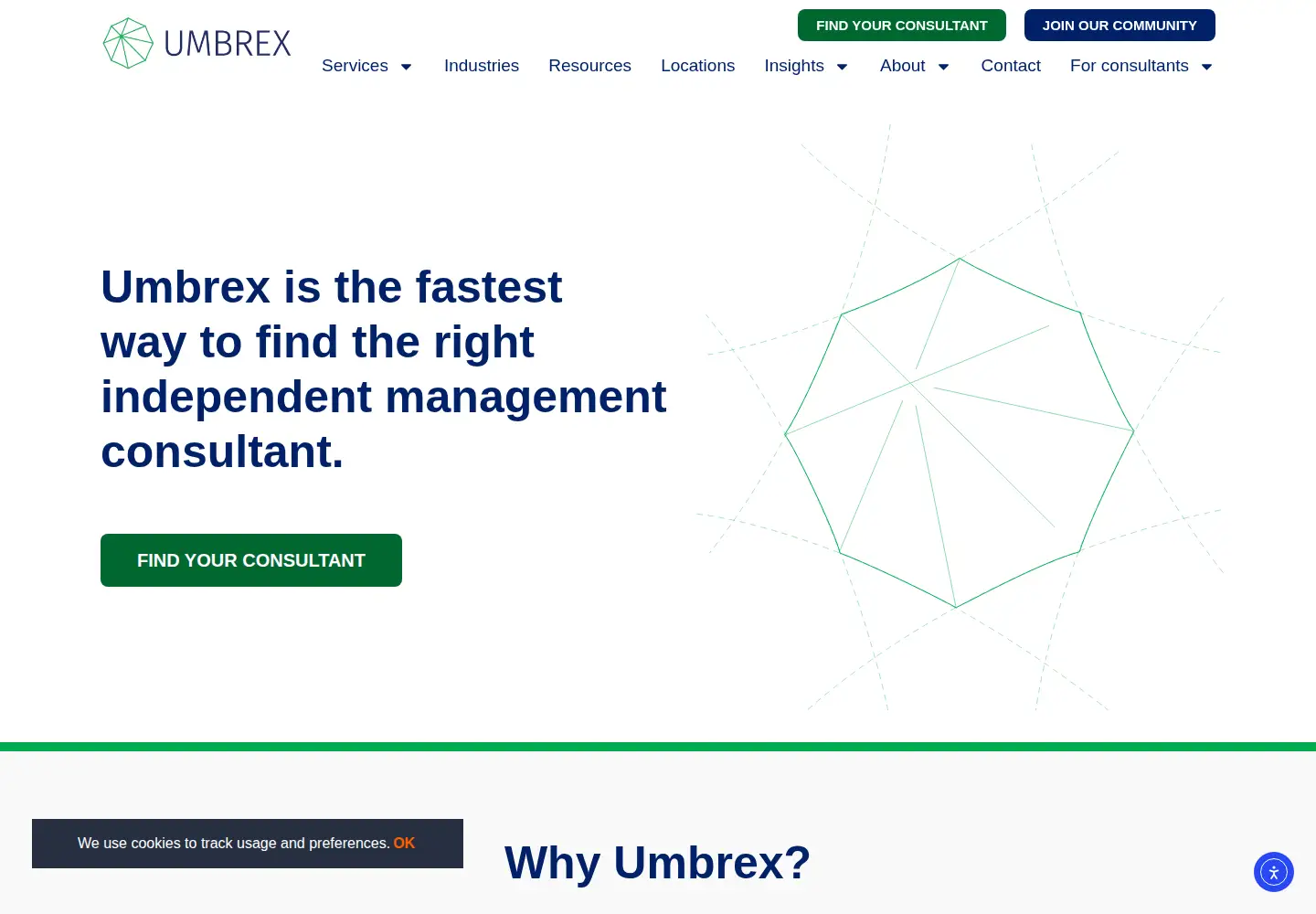 Screenshot of umbrex.com