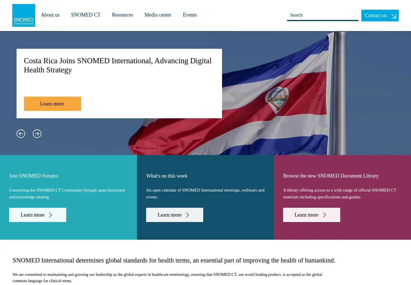 Screenshot of snomed.org