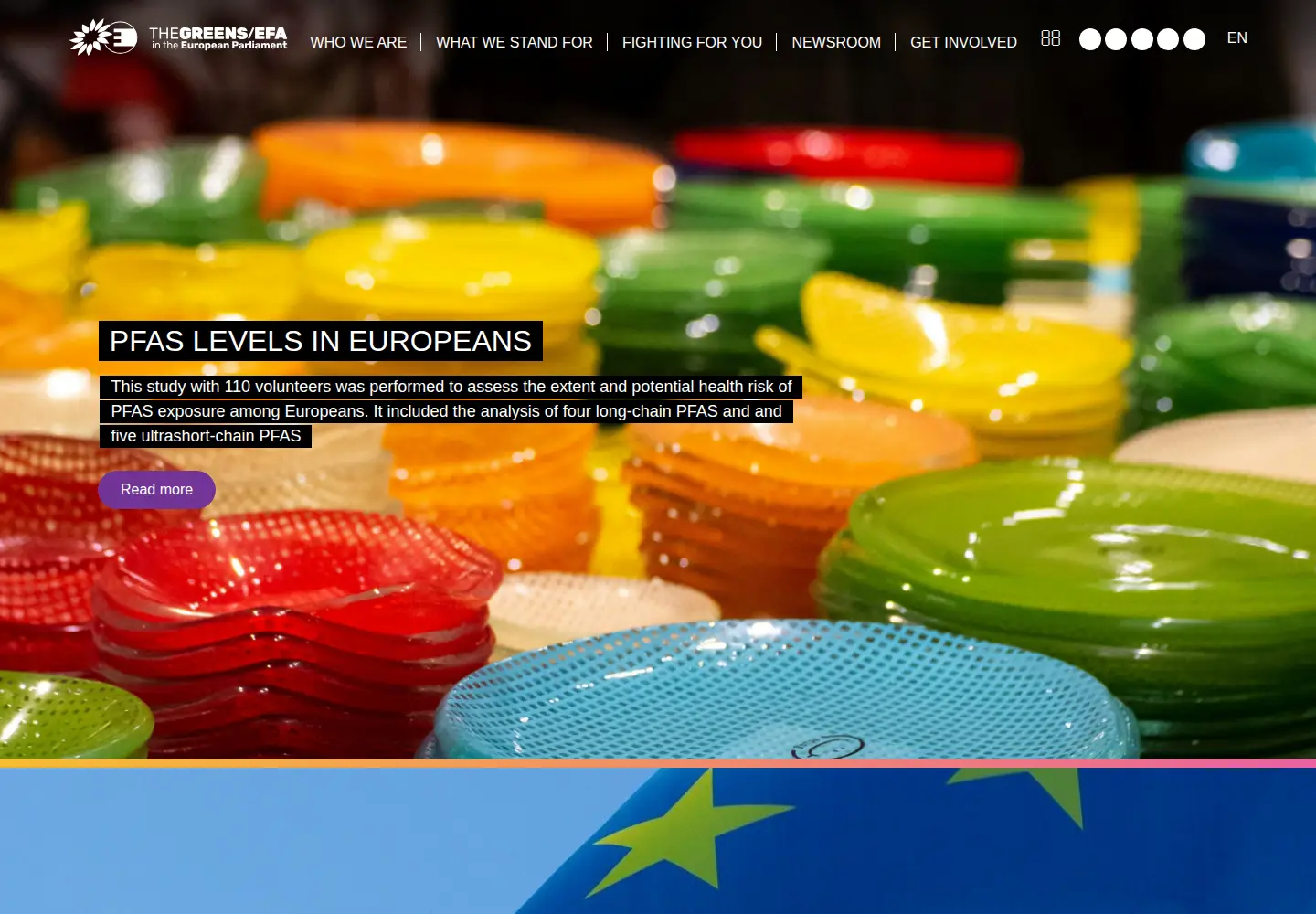 Captured homepage of greens-efa.eu in the current scan
