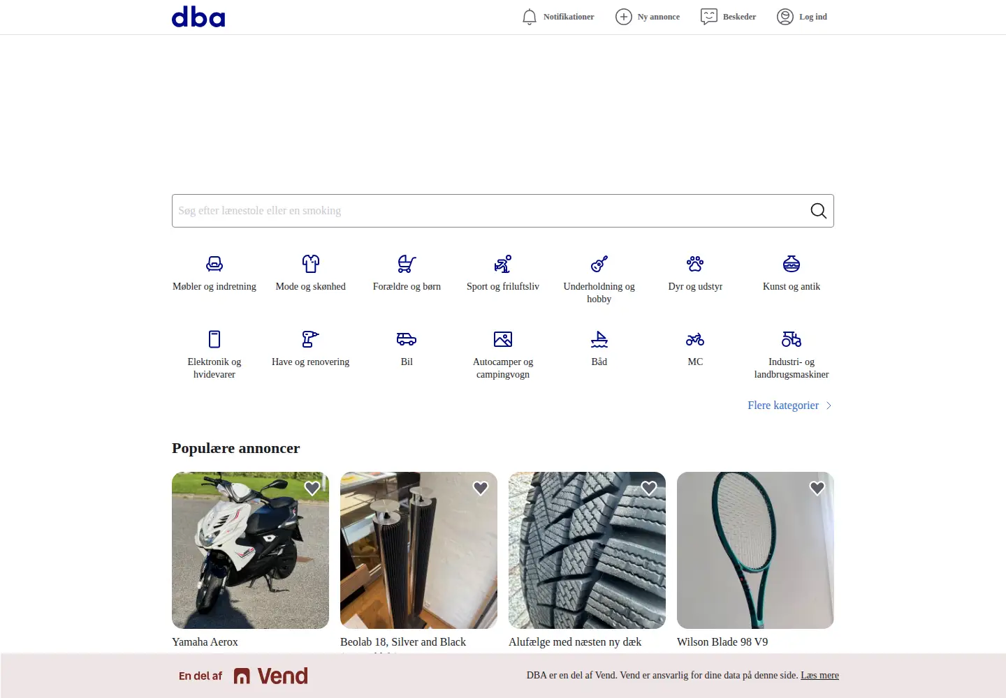 Captured homepage of dba.dk in the current scan