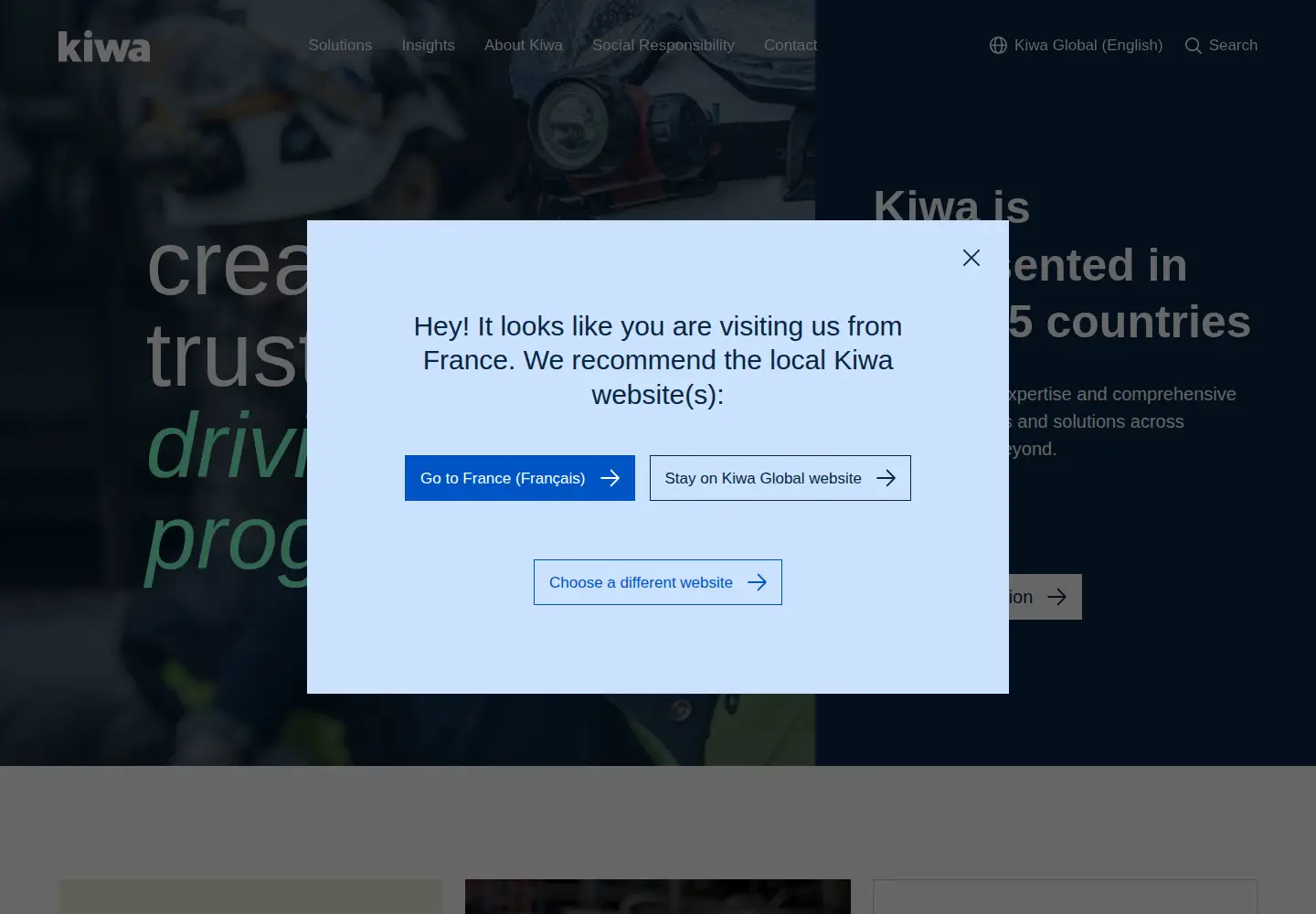 Captured homepage of kiwa.com in the current scan