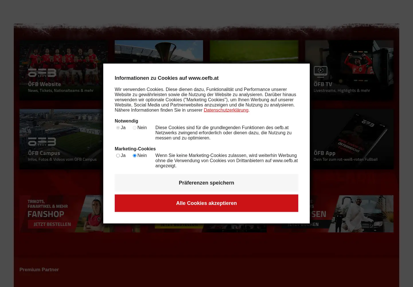 Screenshot of oefb.at