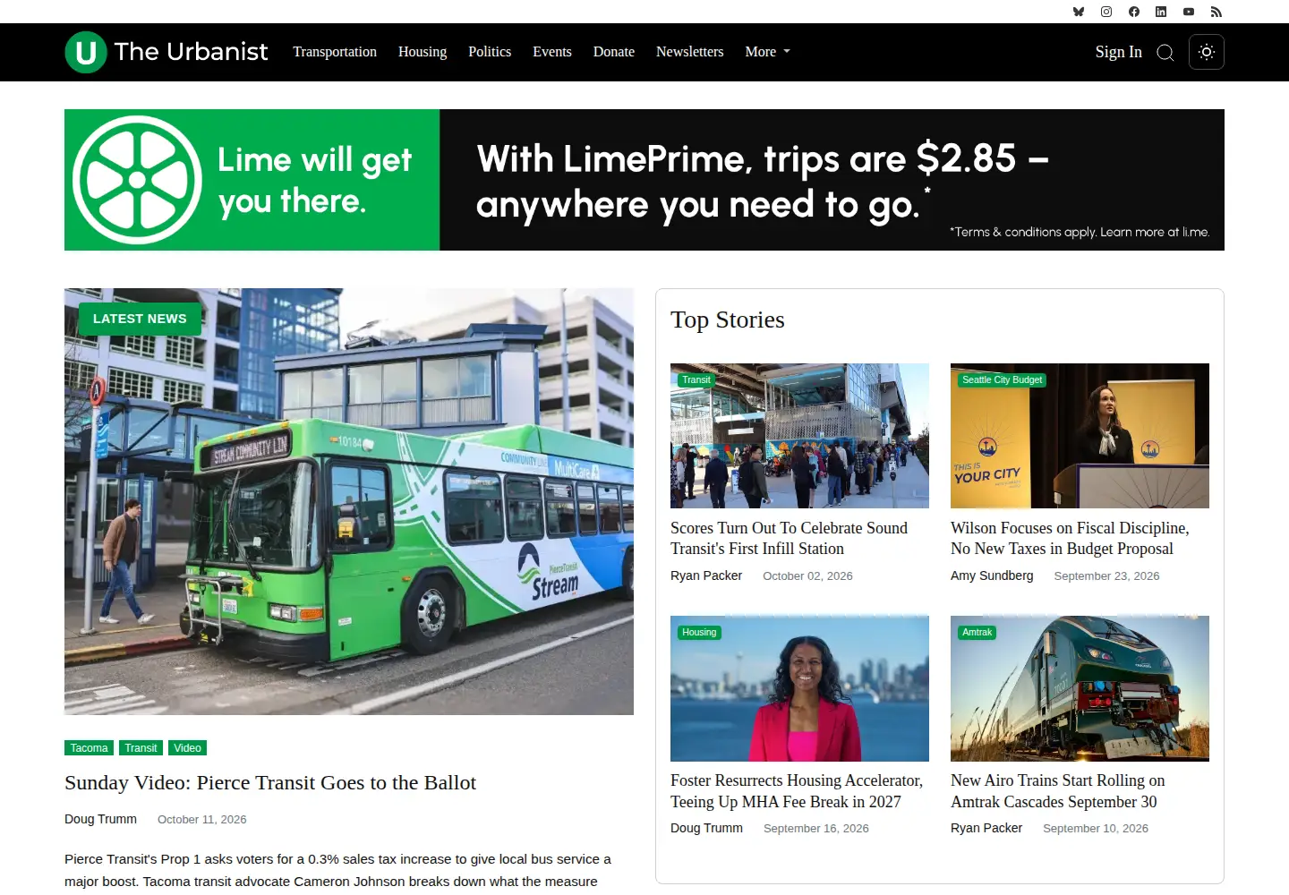 Captured homepage of theurbanist.org in the current scan