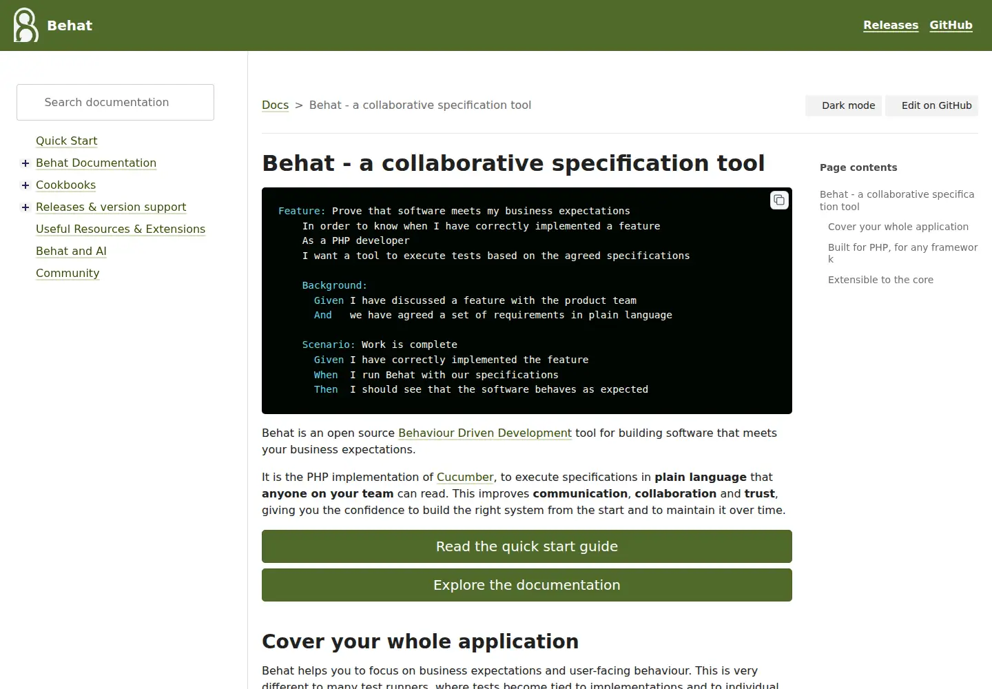 Screenshot of behat.org