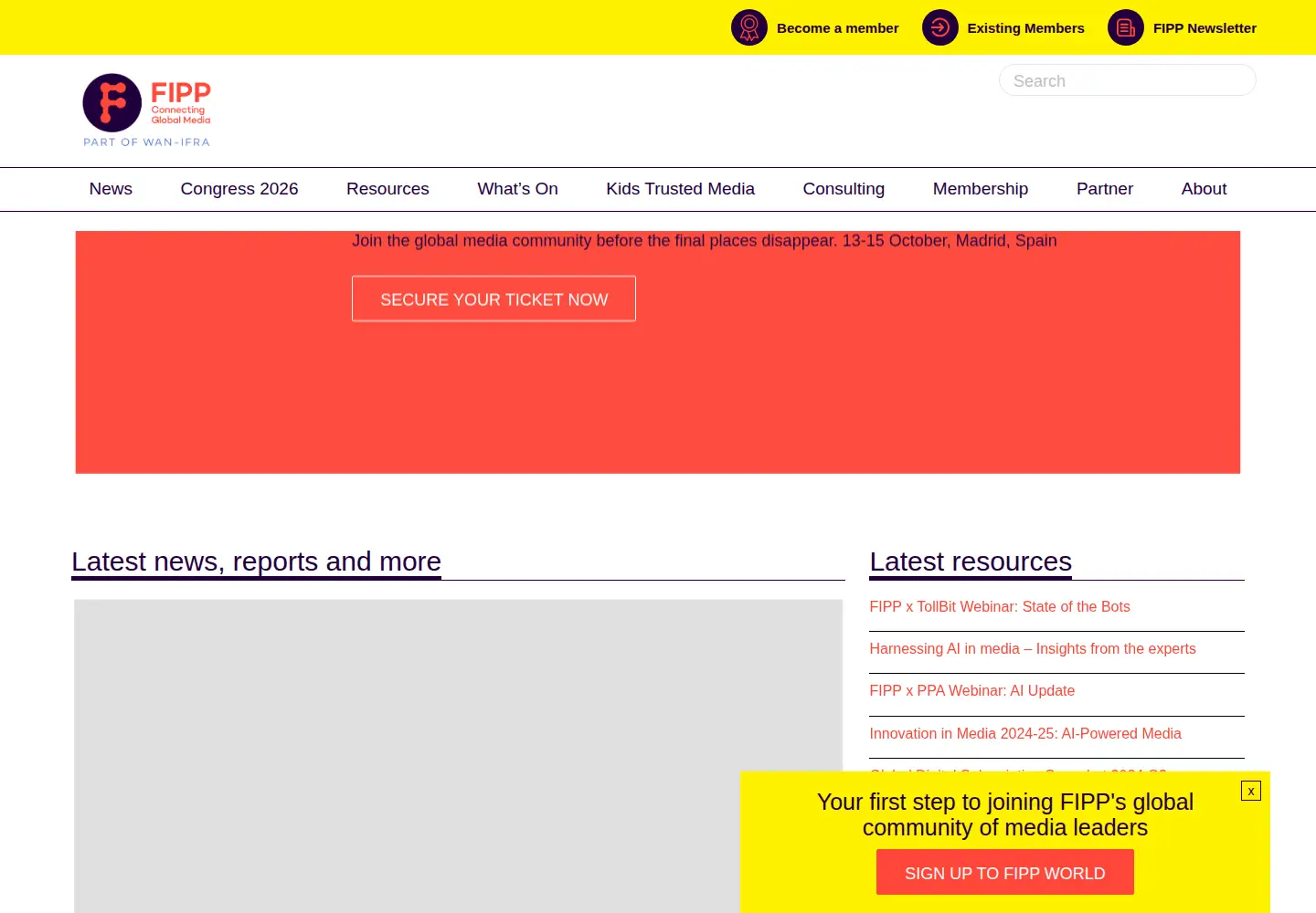 Captured homepage of fipp.com in the current scan