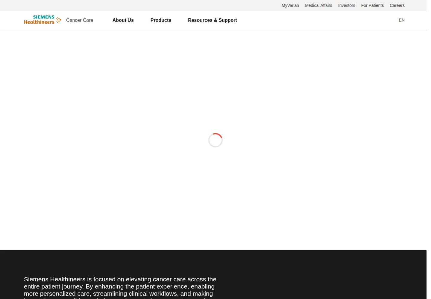 Captured homepage of varian.com in the current scan