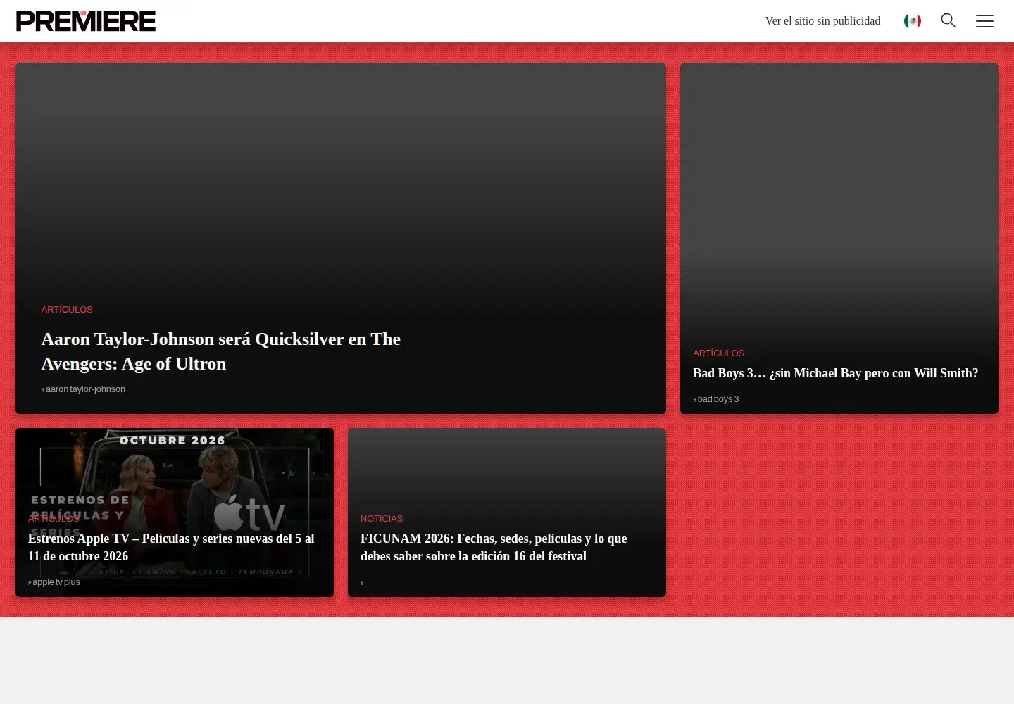 Screenshot of cinepremiere.com.mx