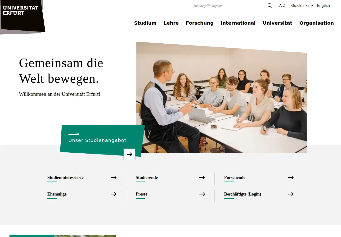Captured homepage of uni-erfurt.de in the current scan