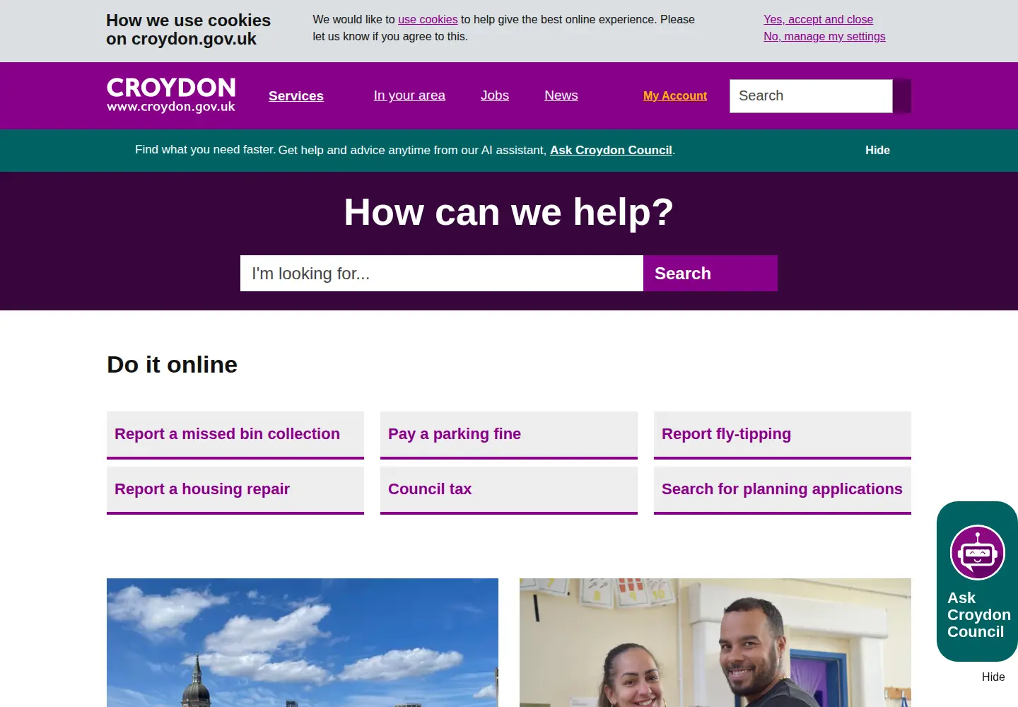 Screenshot of croydon.gov.uk