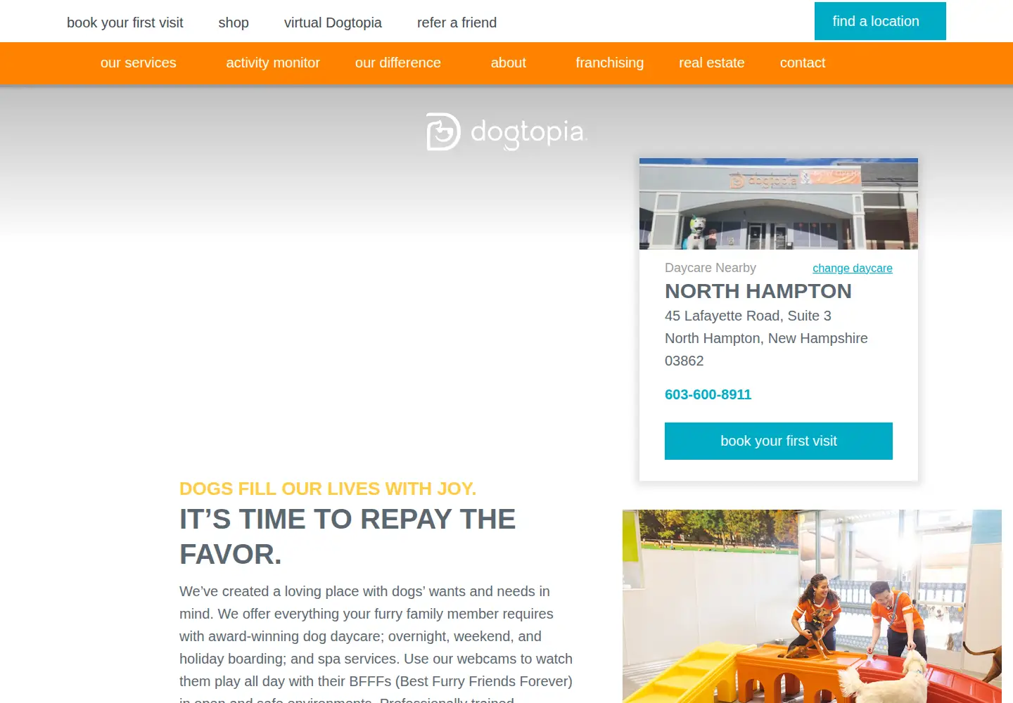 Captured homepage of dogtopia.com in the current scan