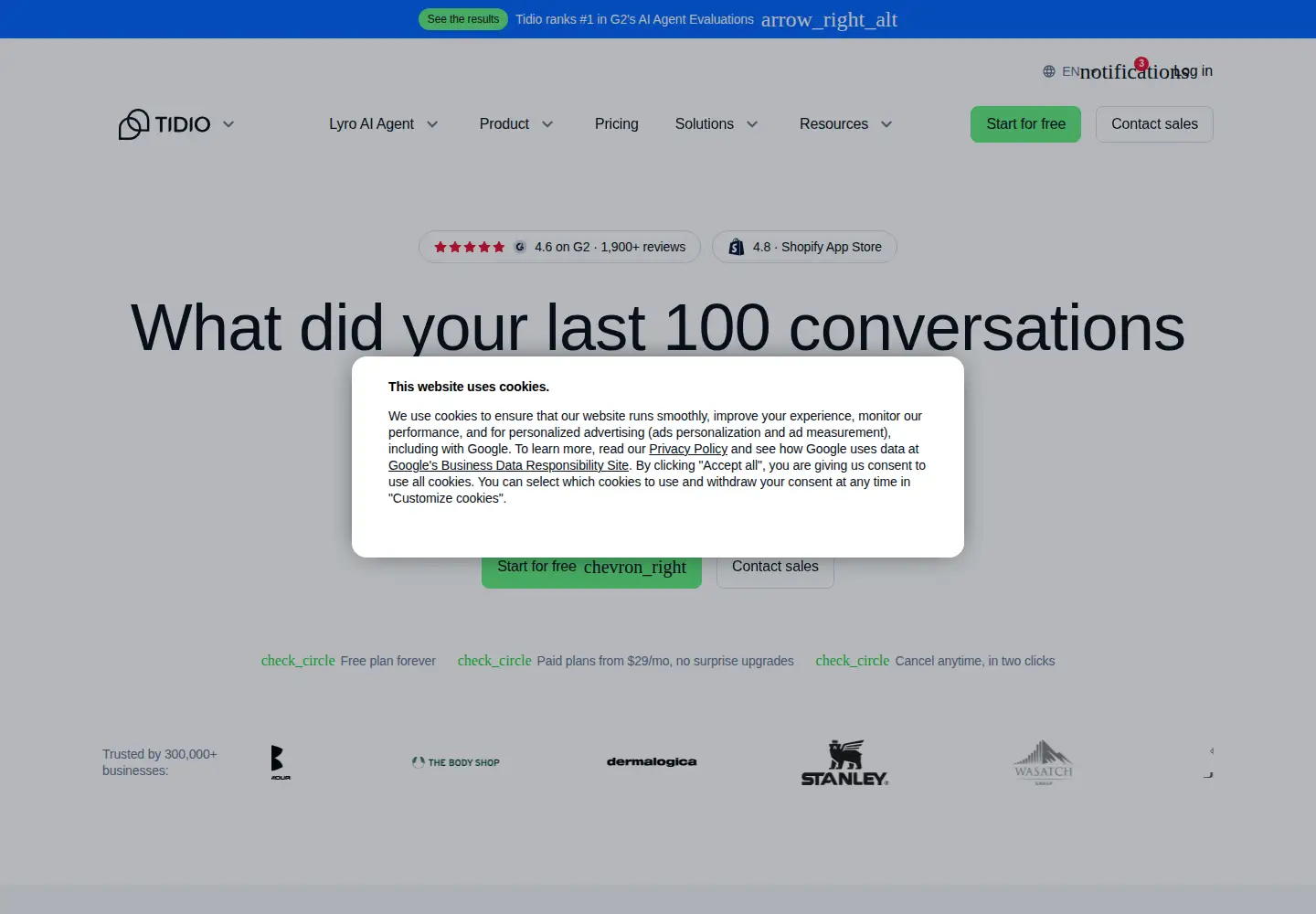 Screenshot of tidio.co