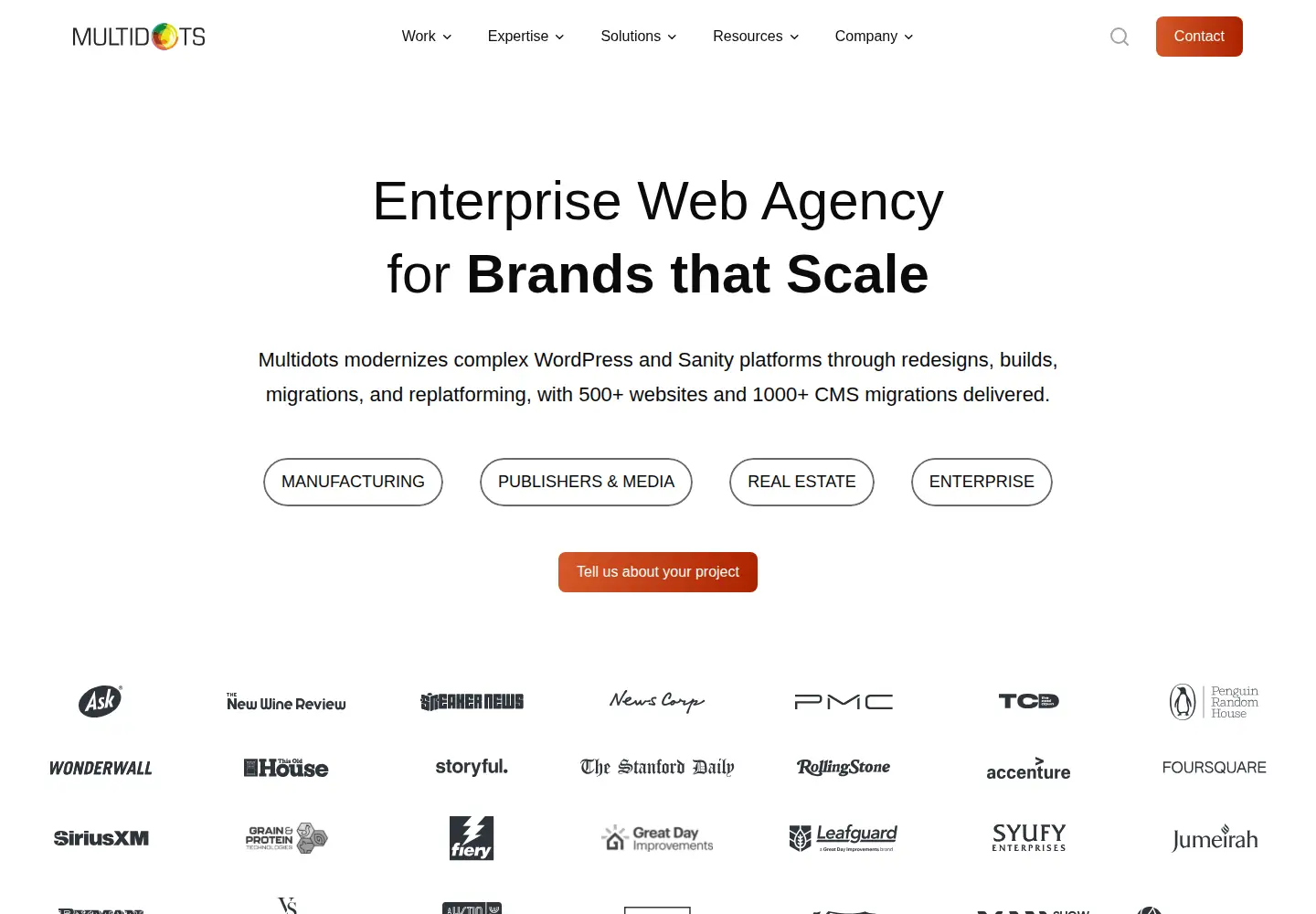 Captured homepage of multidots.com in the current scan