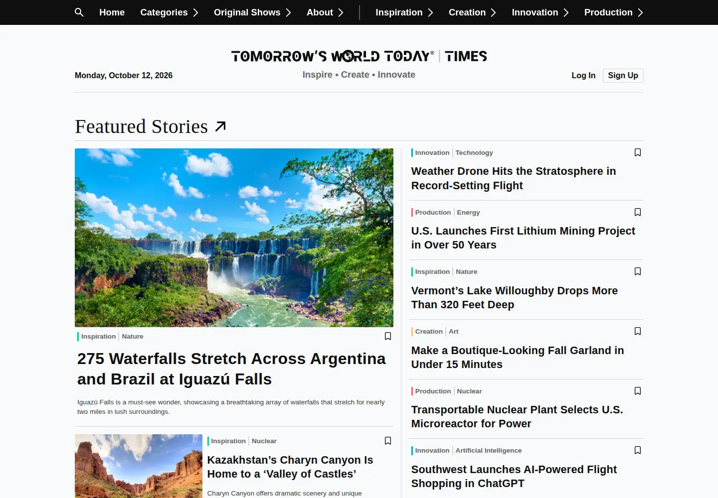 Screenshot of tomorrowsworldtoday.com
