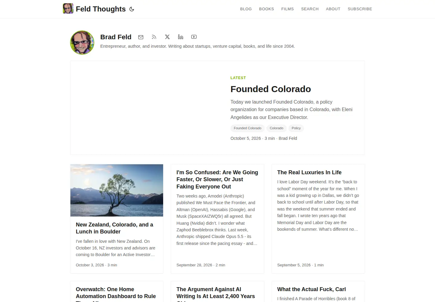 Captured homepage of feld.com in the current scan