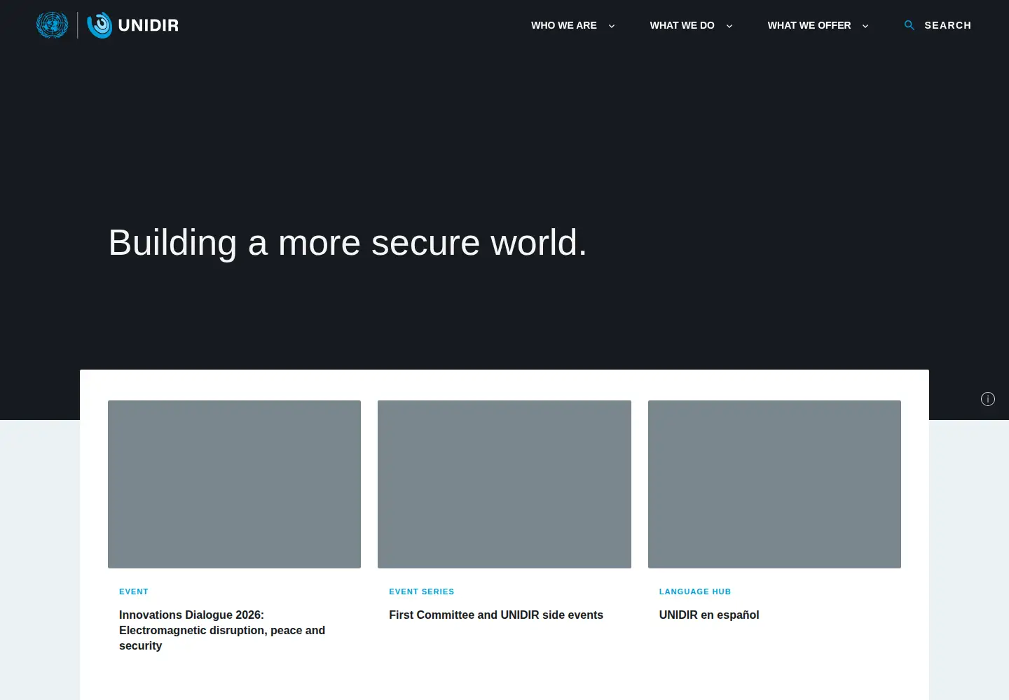 Captured homepage of unidir.org in the current scan