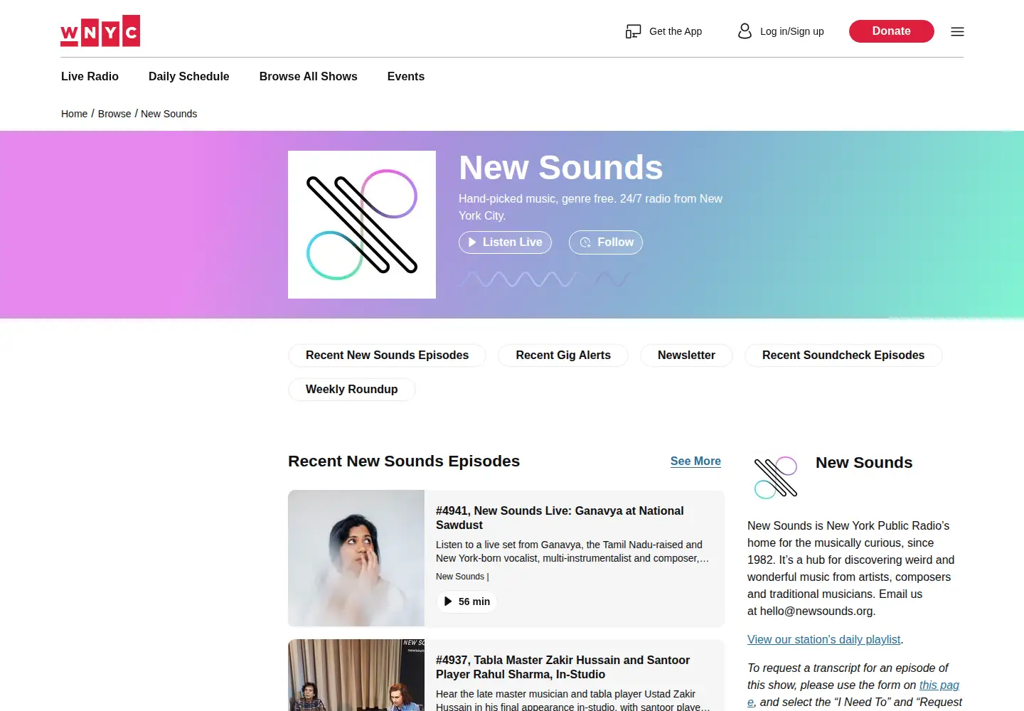 Screenshot of newsounds.org