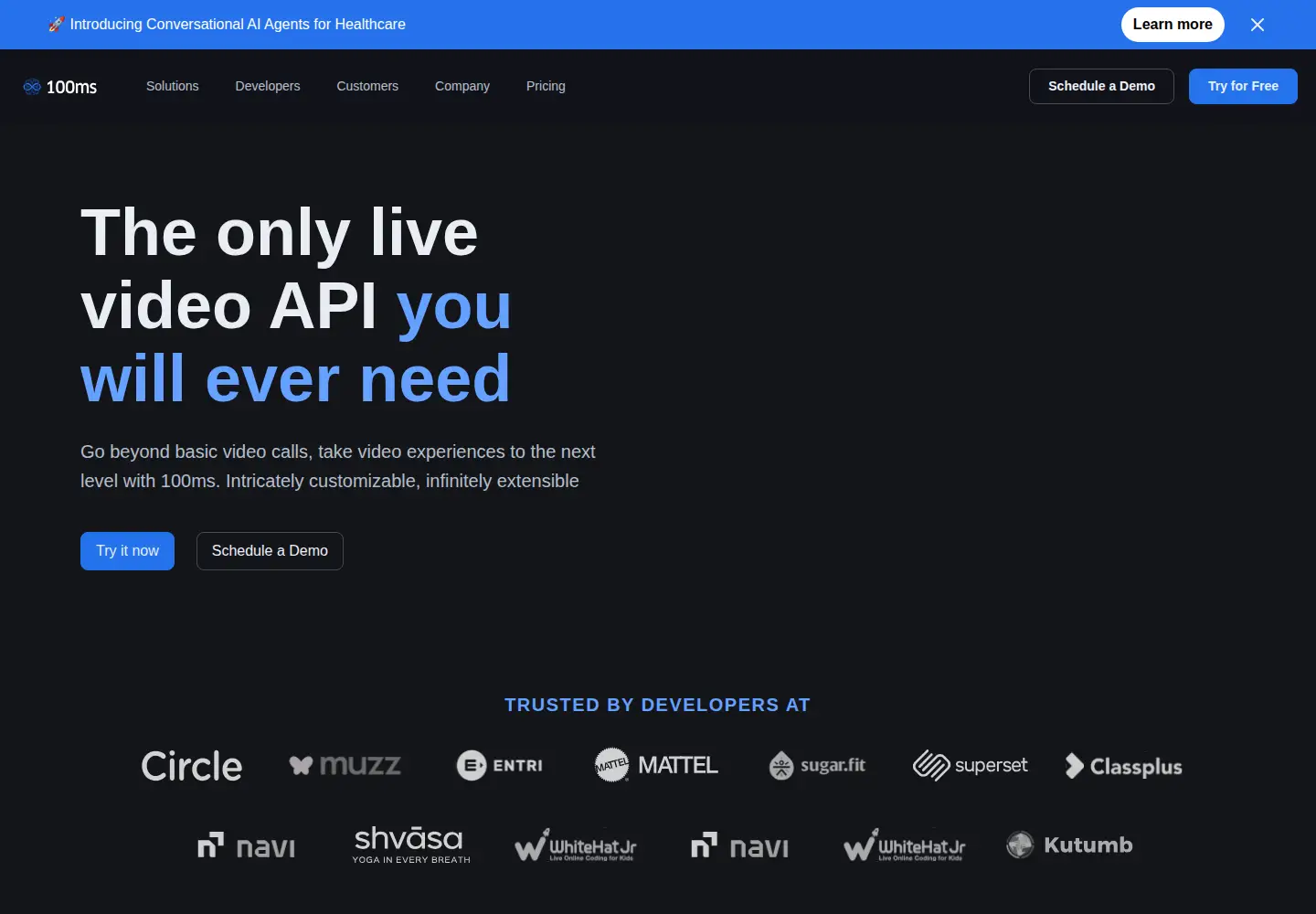 Screenshot of 100ms.live