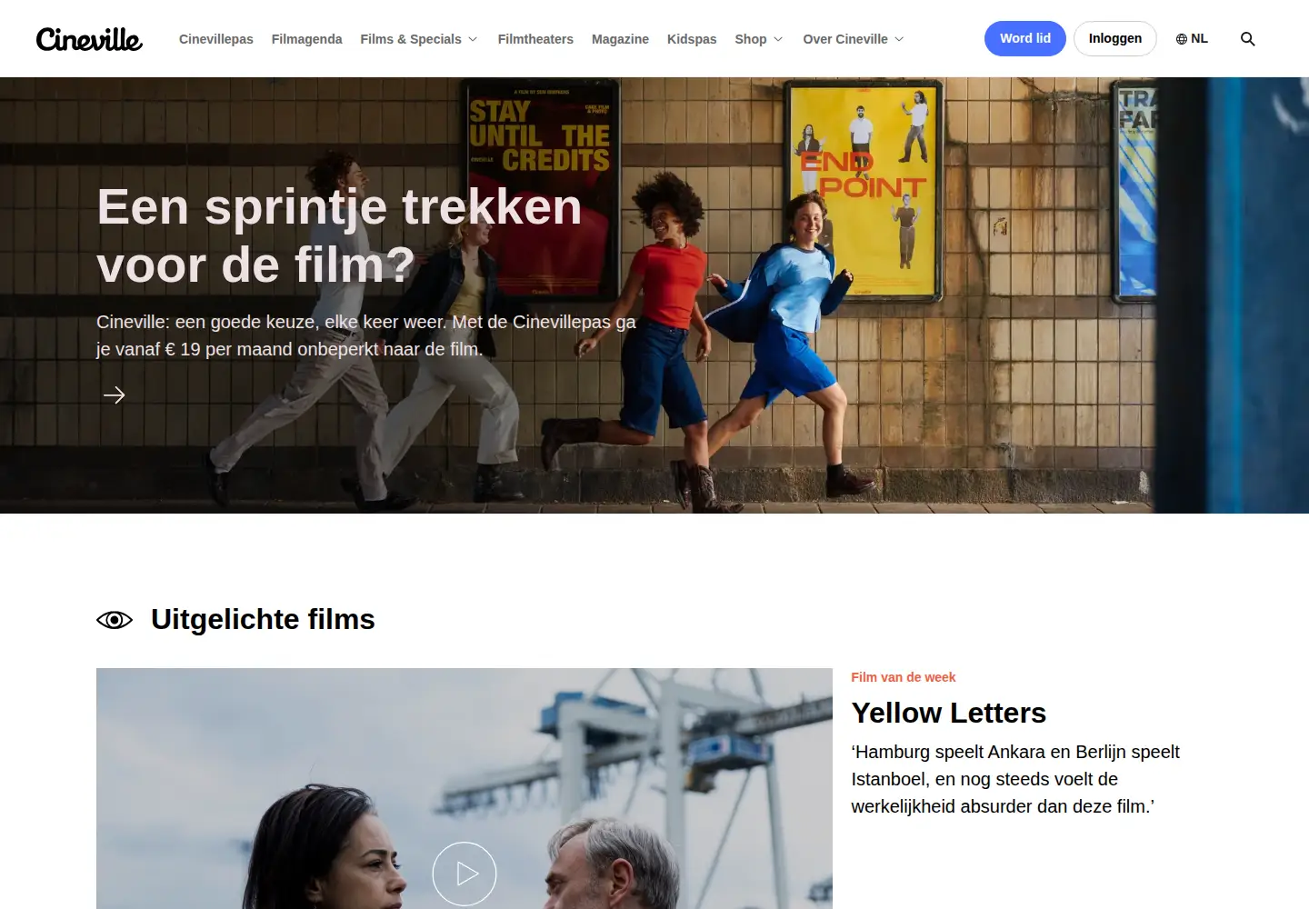 Captured homepage of cineville.nl in the current scan