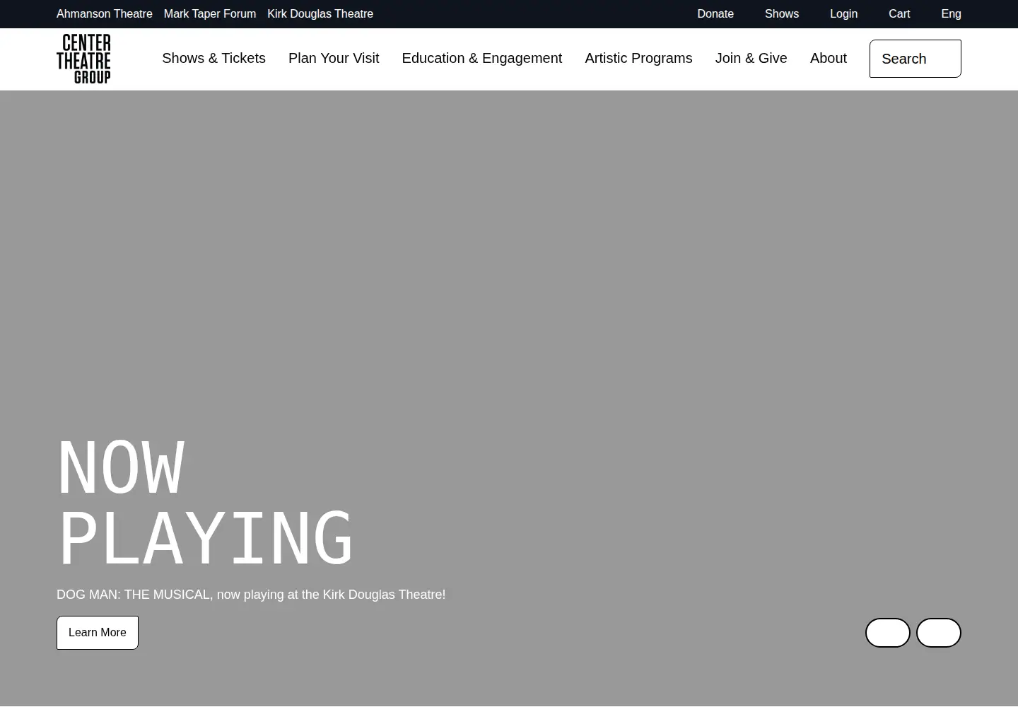 Screenshot of centertheatregroup.org