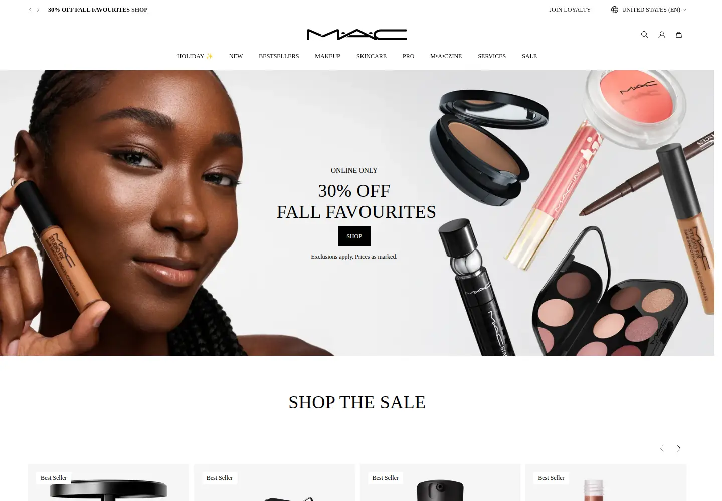 Screenshot of maccosmetics.com